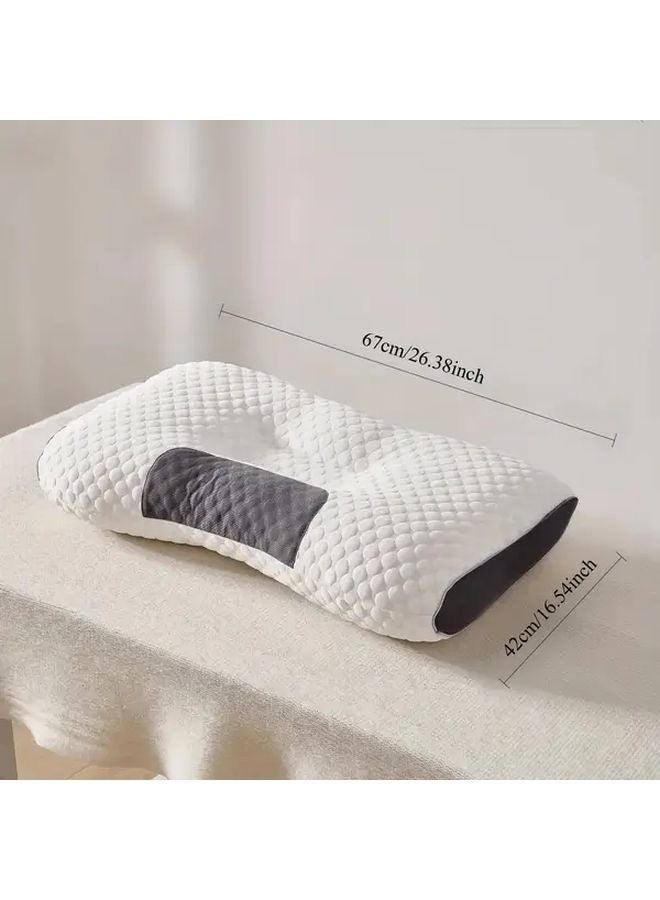 White Cervical Pillow Ergonomic Support For Sleeping Spinal Alignment Removable Washable Cover - Image 3